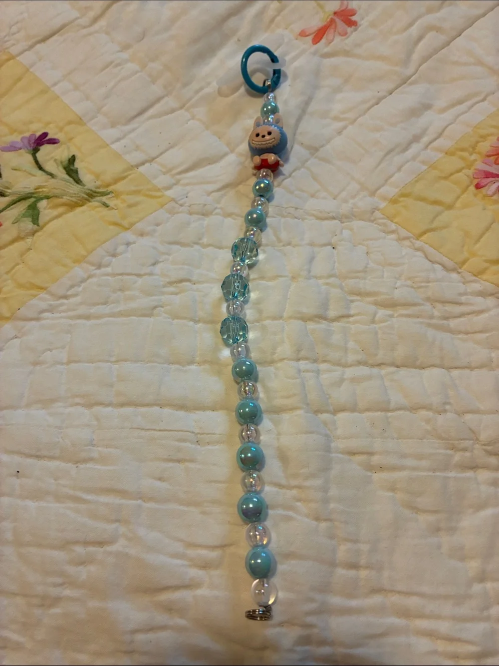NWT’s- Cute Beaded Blue Bunny Monster Keychain in Blue & Clear Beads
